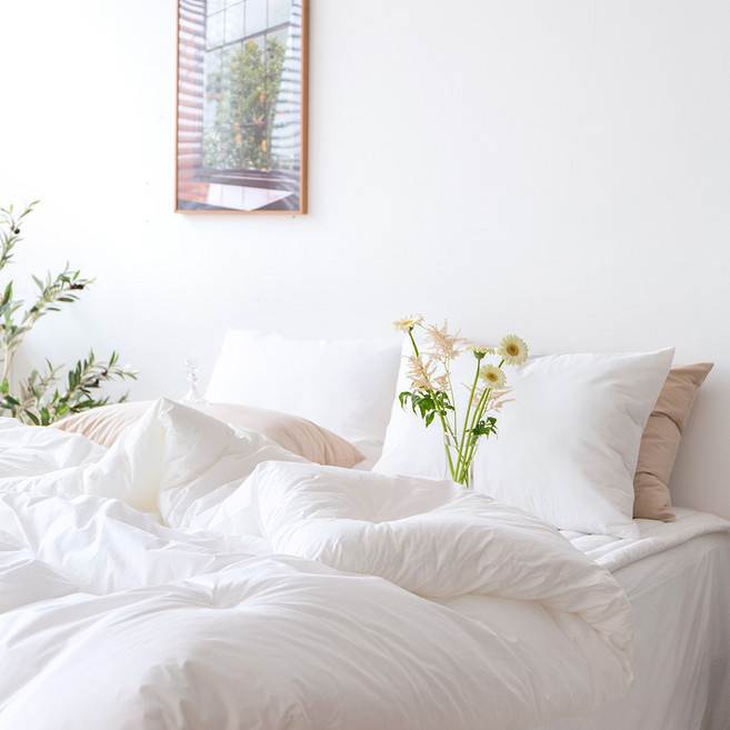 Yesbedding 韓國製Heim 60支高密度純棉水洗夏季棉被, 白色