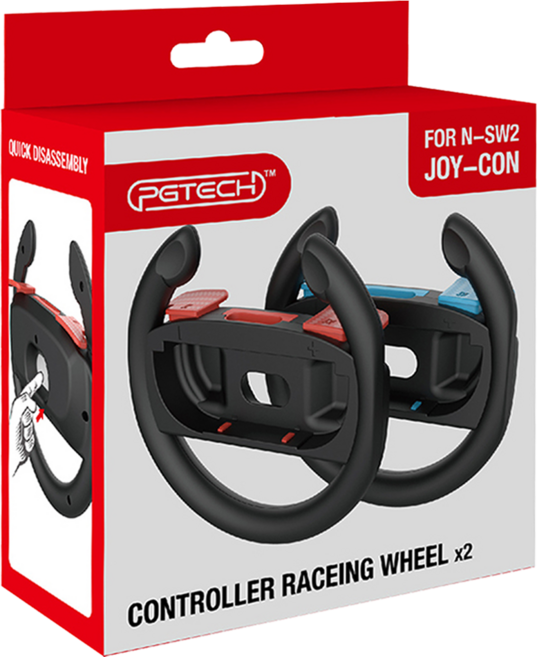 PGTECH Switch2手柄方向盤NS2 Joycon方向盤switch2左右手柄方向盤, 紅藍色, 1個, 單一商品