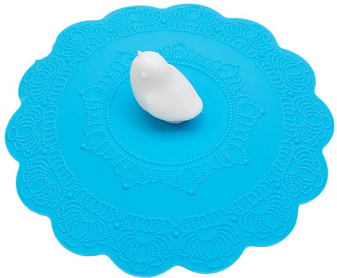 Beatrice 碧翠絲 矽膠防塵杯蓋, 藍底 + 晨鳥, 1個