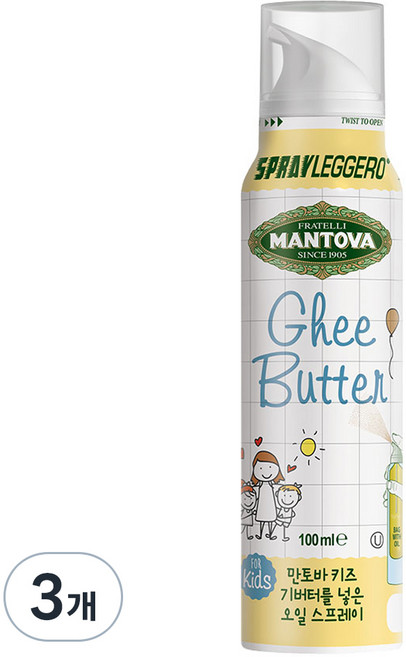 만토바 키즈 오일 스프레이, 기버터, 100ml, 3개
