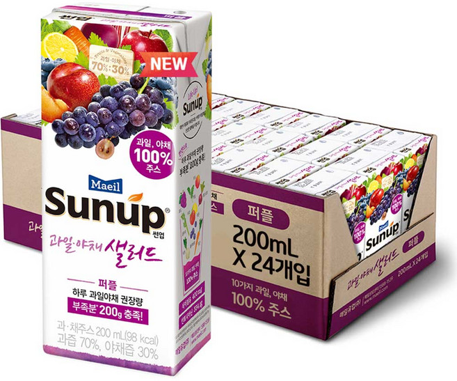 썬업 과일야채샐러드 퍼플, 200ml, 24개
