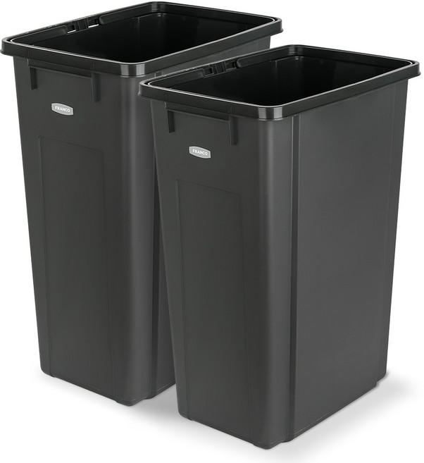 프랑코홈 종량제 분리수거 쓰레기통 50L 2개 세트, 블랙