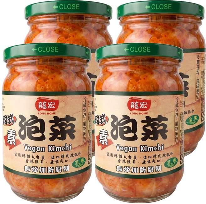 龍宏 韓式泡菜, 380g, 4罐