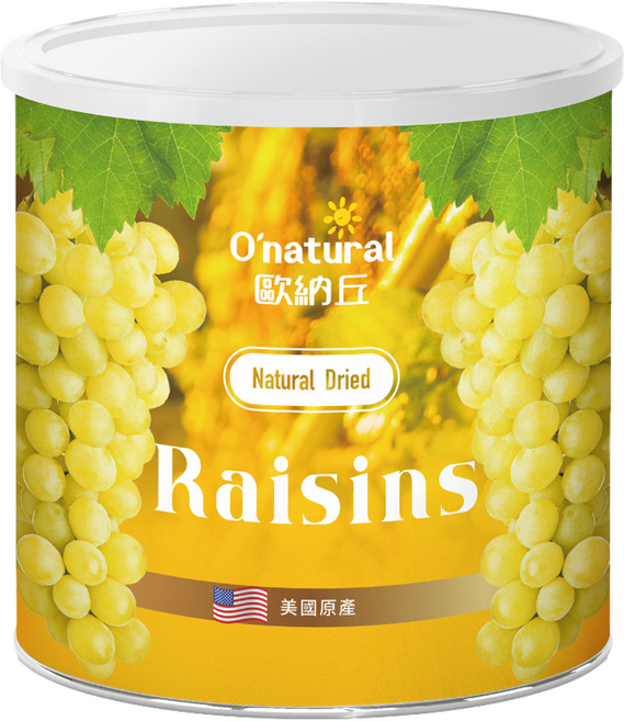 O'natural 歐納丘 美國加州藤掛天然葡萄乾, 360g, 1罐