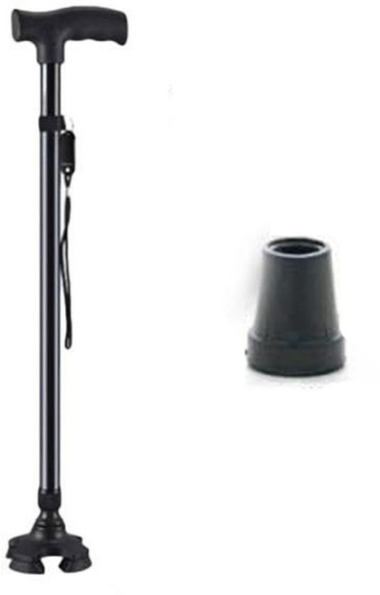 올비에스 카본 4발 클래식 노인 지팡이, 블랙, 1개