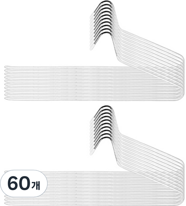 1초 뚝딱 논슬립 코팅 미끄럼방지 바지걸이, 화이트, 60개