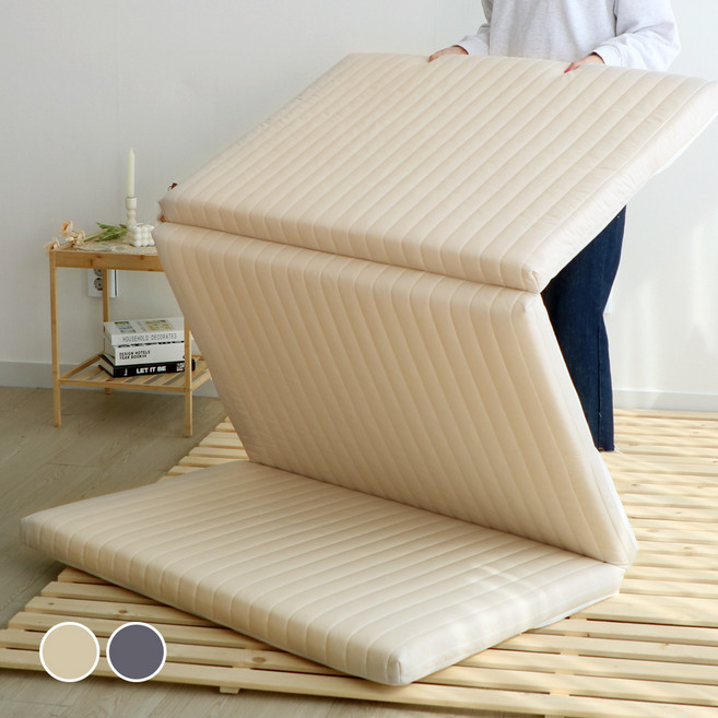 아토앤알로 알러지케어 항균 접이식 매트리스 토퍼 방수속커버 포함, 오트밀, 6.5cm