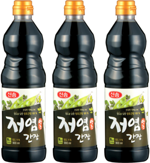 신송 저염 양조간장, 900ml, 3개