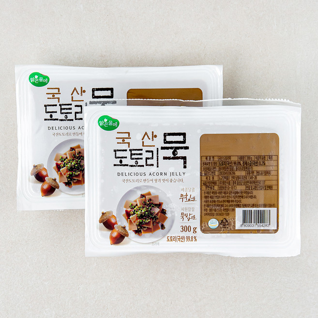 맑은물에 국산 도토리묵, 300g, 1개입, 2개