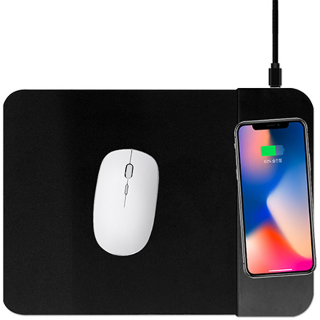 엔보우 고속 무선충전 15W 마우스패드 WCPADS, 블랙, 1개