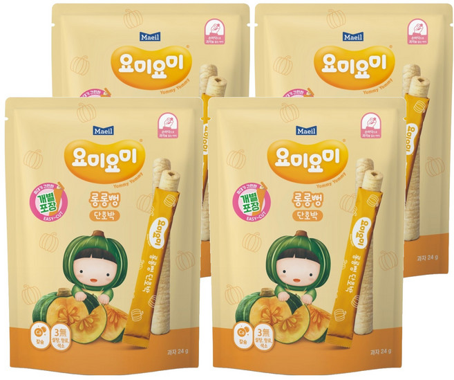 Maeil 每日乳業 Yommy Yommy 米棒棒, 4袋, 南瓜, 24g