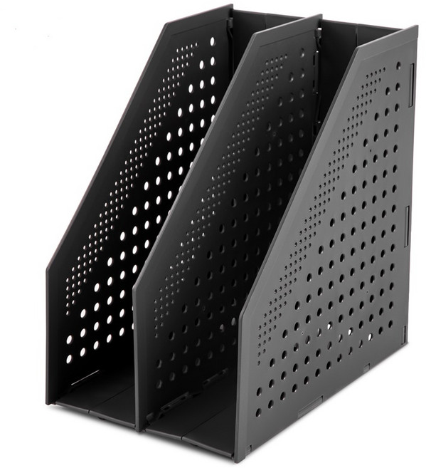 델리 2단 폴딩식 데스크 파일 꽂이, 블랙