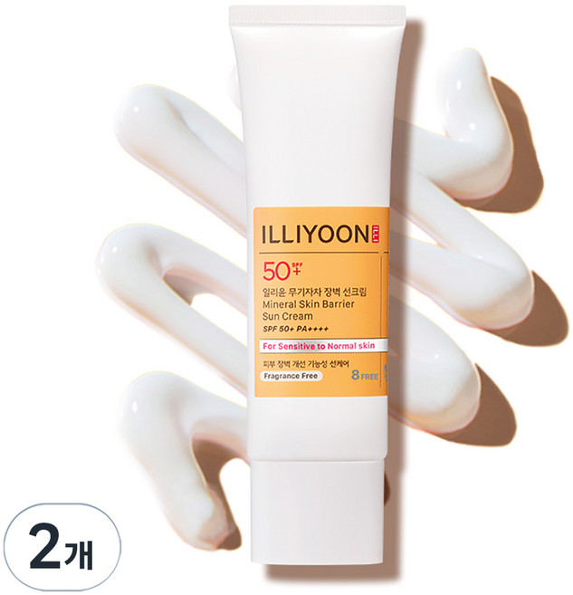일리윤 무기자차 장벽 선크림 SPF50+ PA++++, 50ml, 2개