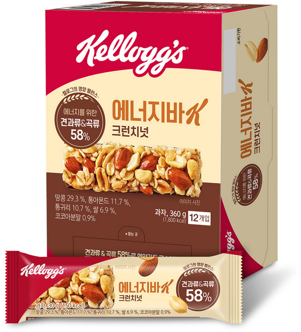 켈로그 에너지바K 크런치넛, 360g, 1개