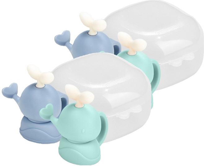 퍼기 유아 이유식 파우치토퍼 고래캡 2종, 2세트, 고래캡 블루 + 민트 + 케이스