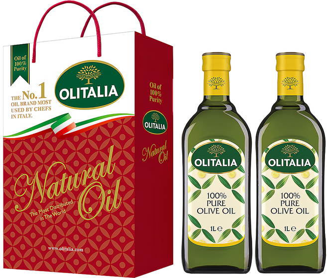 OLITALIA 奧利塔 純橄欖油禮盒組, 1L, 2瓶