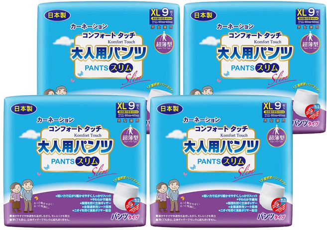 康乃馨 健護 超薄型健護成人照護褲, XL, 9片, 4包
