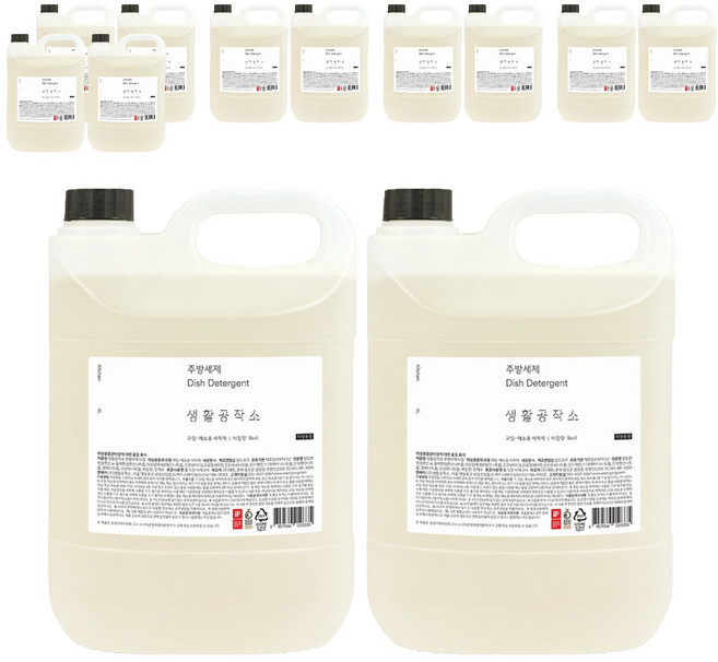 생활공작소 주방세제 바질향, 4L, 12개