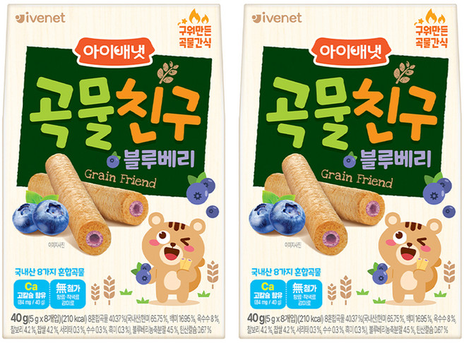 아이배냇 곡물친구, 블루베리, 40g, 2개