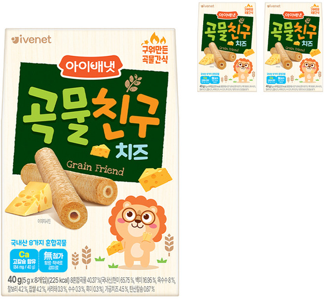 아이배냇 곡물친구, 치즈, 40g, 3개