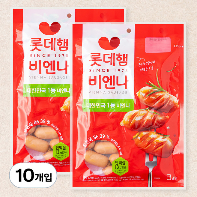 롯데햄 롯데비엔나 (냉장), 205g, 10개입