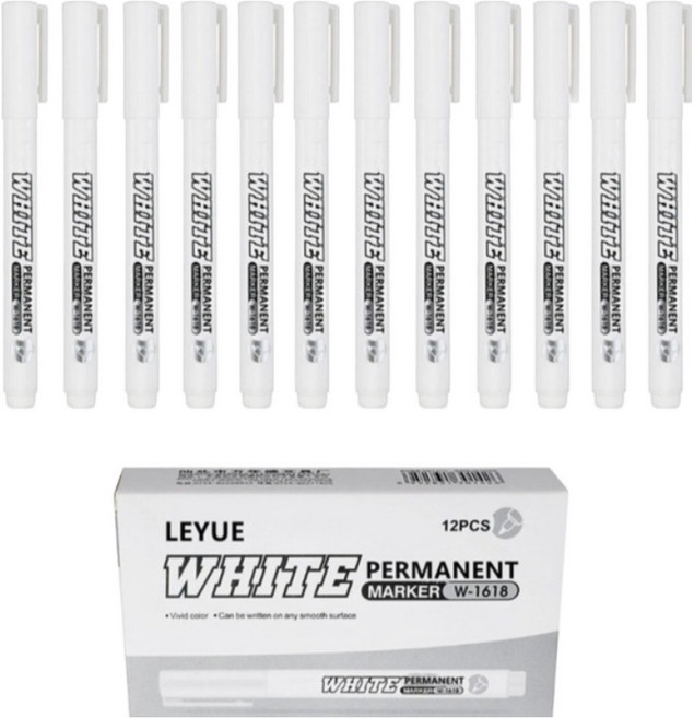 리브리카 지워지지 않는 방수 유성 마카펜 화이트, 12개, 1색
