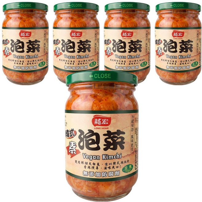 龍宏 韓式泡菜, 380g, 5罐