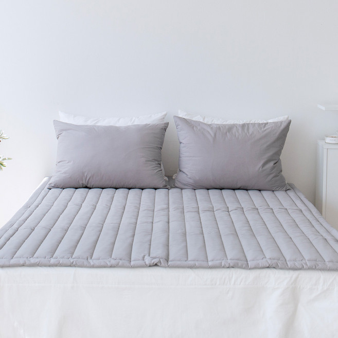 그래이불 국내 제조 하임 60수 고밀도 순면 워싱 침대패드, 그레이