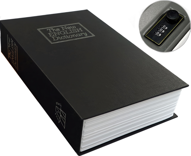 스토리빙 비밀 미니 책 휴대용 금고 대형, 블랙