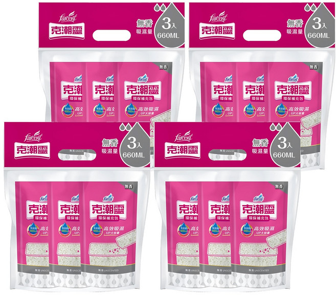 farcent 花仙子 克潮靈 環保除濕桶補充包 無香, 350g, 12個