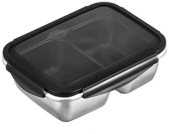 304不鏽鋼可微波手提黑蓋長方密封保鮮盒 550ml 173g, 1個, 1個