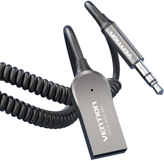 벤션 차량용 블루투스 5.0 핸즈프리 AUX 오디오 리시버, NAGHG, 그레이, 1개