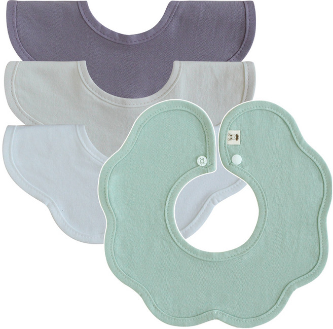 바니블라썸 여름용 롤링 턱받이 4종 세트, 아보카도 + 보라무지 + 베이지무지 + 백아이무지, 4개입, 1세트