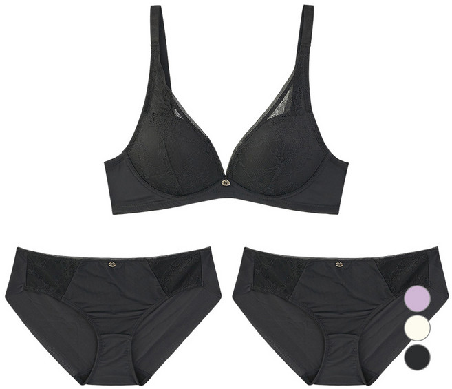 원더브라 클래식 레이스 노와이어 브라1+팬티2 세트 WIZ013
