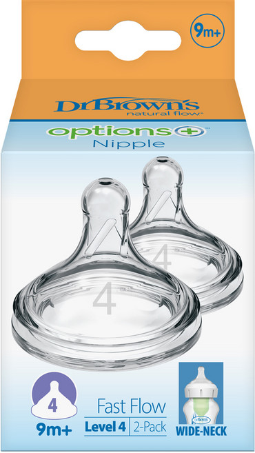 닥터브라운 와이드넥 옵션스 플러스 젖꼭지 2p, 4단계(9개월 이상), 1개