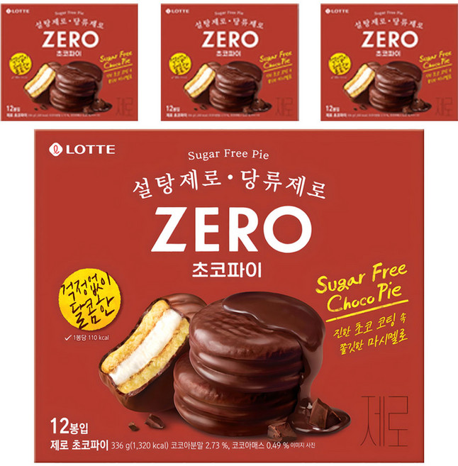 롯데제로 초코파이, 336g, 4개