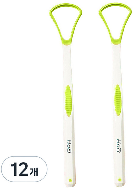 비즈온 생활필수품 혀 백태 설태 제거기 크리너 그린, 10g, 12개