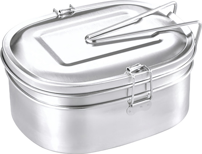 加大雙層不鏽鋼分隔飯盒 269g 800ml, 1個, Stainless steel silver