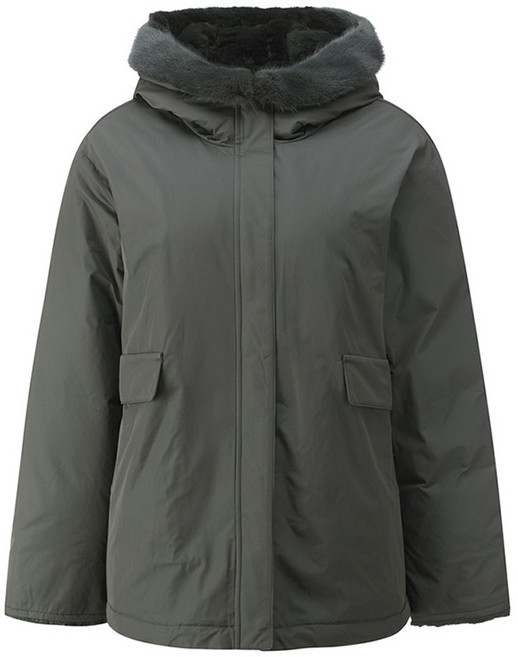 올리비아하슬러 숏 사파리 밍크 퍼 덕다운 패딩 점퍼 OHAWLP201