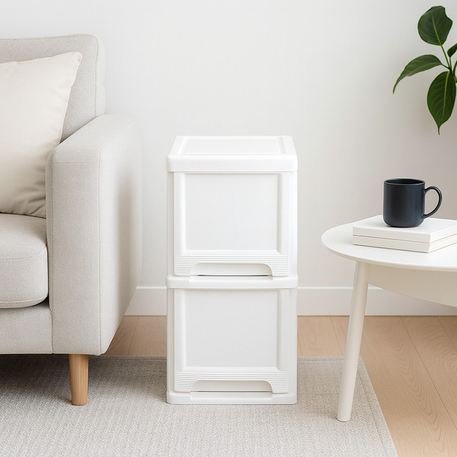 보노하우스 모던 틈새 슬림서랍장, 화이트, 2단