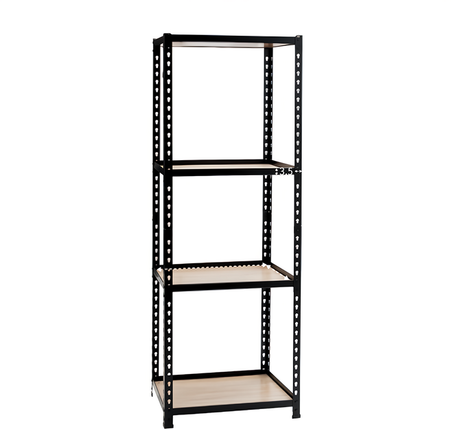 AMOS 亞摩斯 四層免螺絲角鋼木板貨架 WTA019BK 61 x 31 x 169cm, 黑色, 1個