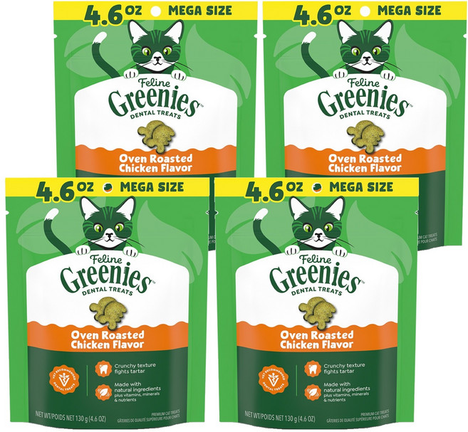 그리니즈 고양이 필라인 덴탈 간식, 닭고기, 130g, 4개