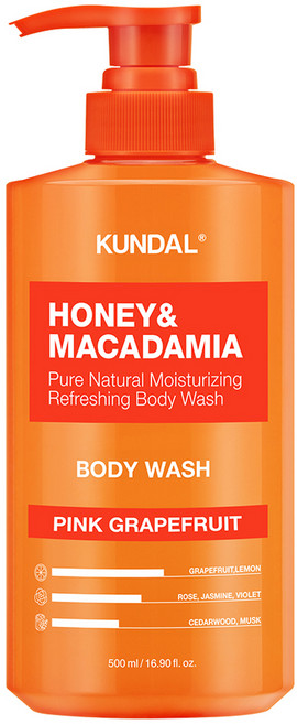 쿤달 허니 앤드 마카다미아 퓨어 바디워시 핑크그레이프프룻향, 500ml, 1개
