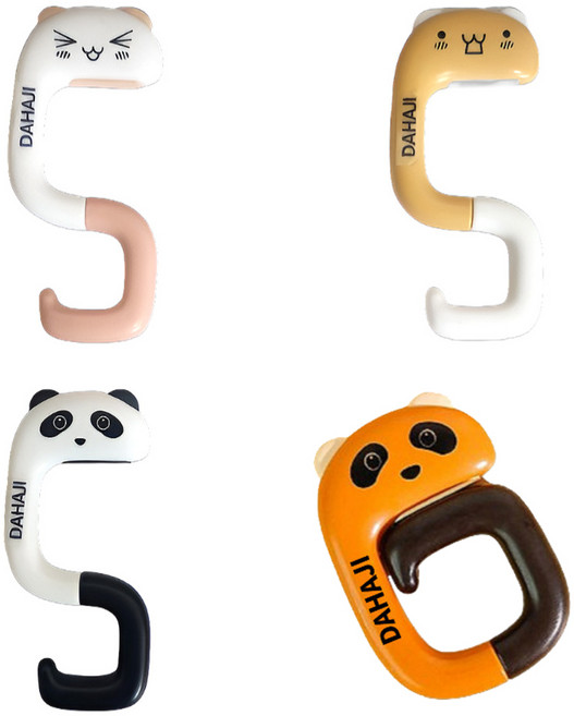 동물 가방걸이 4종, 팬더 + 고양이 + 너구리 + 비버, 1세트