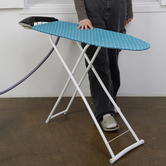 로커스 대형 접이식 스팀 스탠드 다리미판, 블루 화이트 체크