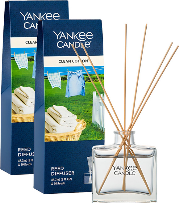 양키캔들 리드 디퓨저 + 리드스틱 10p, 클린코튼, 88.7ml, 2세트
