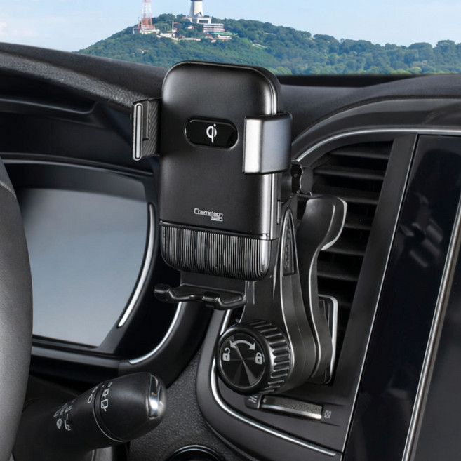 카멜레온360 송풍구 무선충전 거치대 JOY, 블랙, 1개