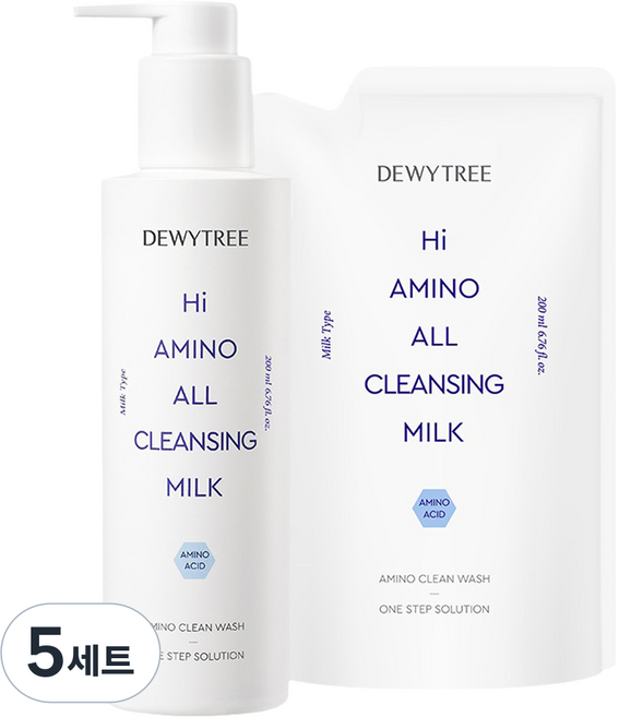 듀이트리 하이 아미노 올 클렌징 밀크 본품 200ml + 리필 200ml 세트, 400ml, 5세트