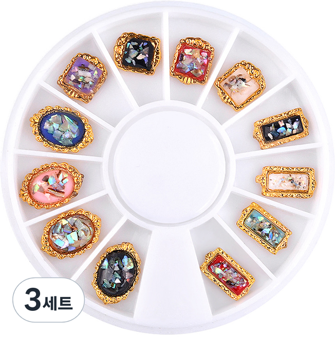 메이브라운 3D글리터 네일자개 파츠세트 M02165, 혼합 색상, 3개