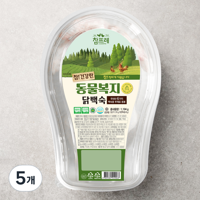 참프레 동물복지 인증 생닭 1151g + 보양백숙용 43g (냉장), 5개